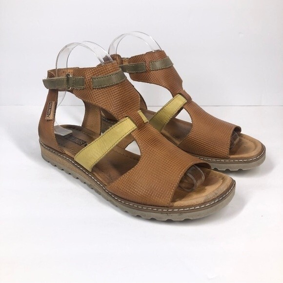 Pikolinos Alcudia Cut Out Leather Sandals Ankle Straps 38 - Picture 1 of 12